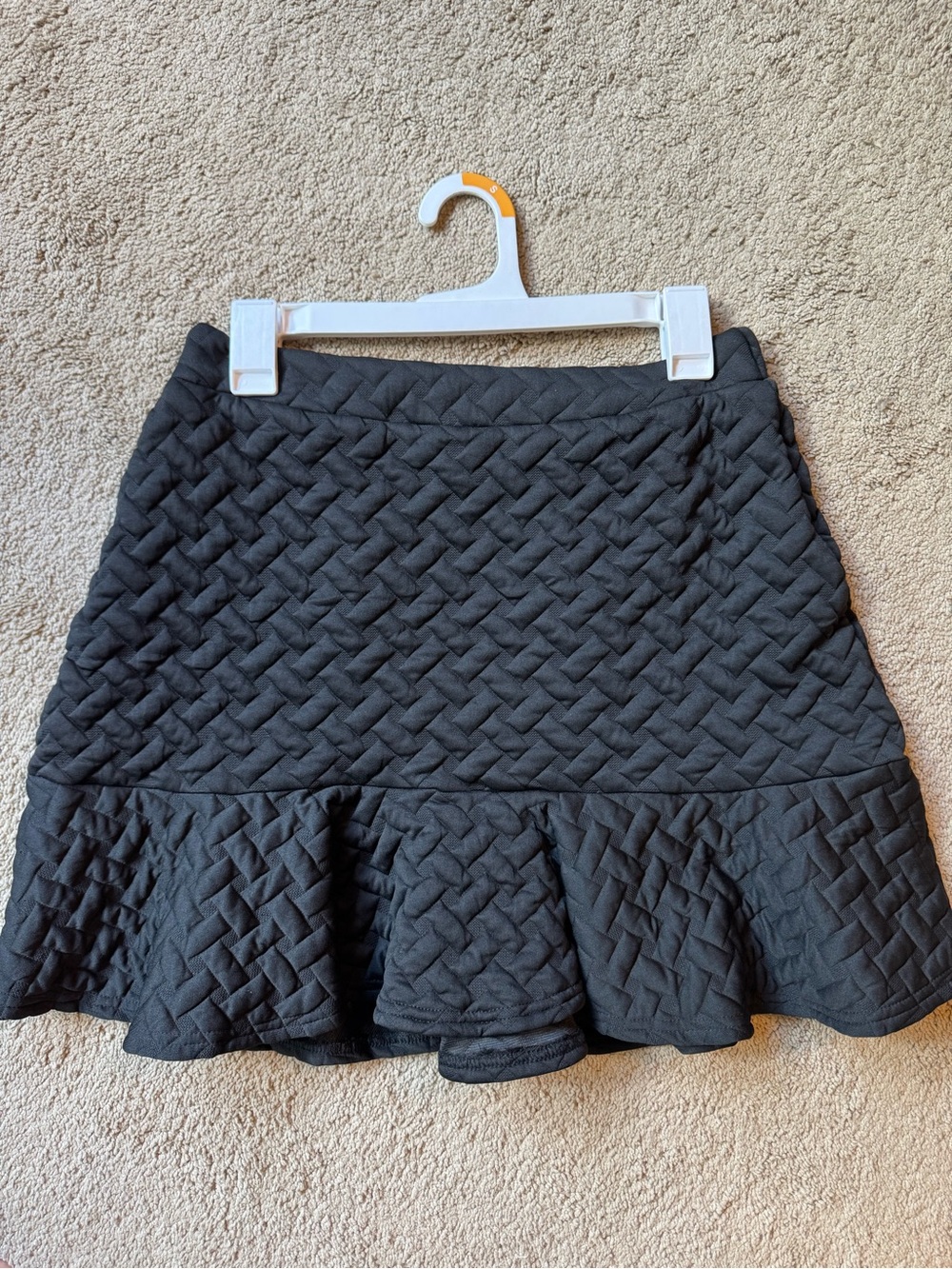 Sugarlips Black Quilted Mini Skirt with Ruffle Hem